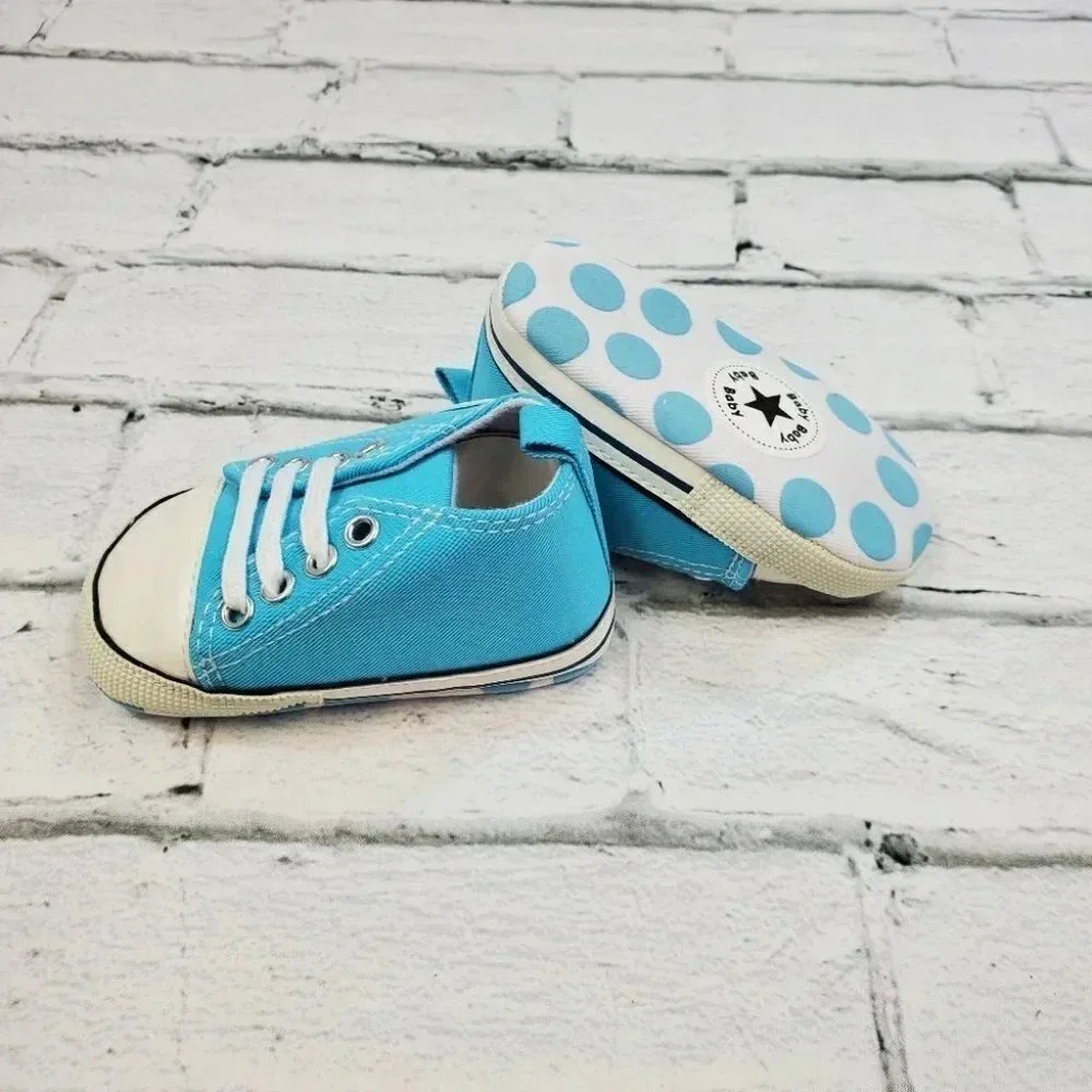 Infant Size 6 Baby Blue Soft Sole Baby Shoes, Baby sneakers for boys